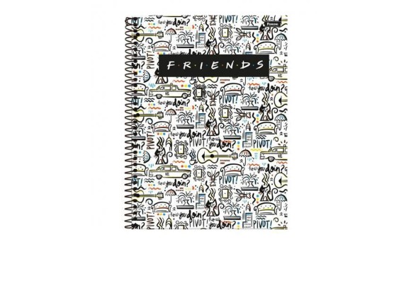 Volta às aulas ainda mais divertida com o Caderno Universitário - 27x22 Cm - Capa Dura - 10 Matérias - Friends - How You Doint? - 200 Folhas - Foroni!